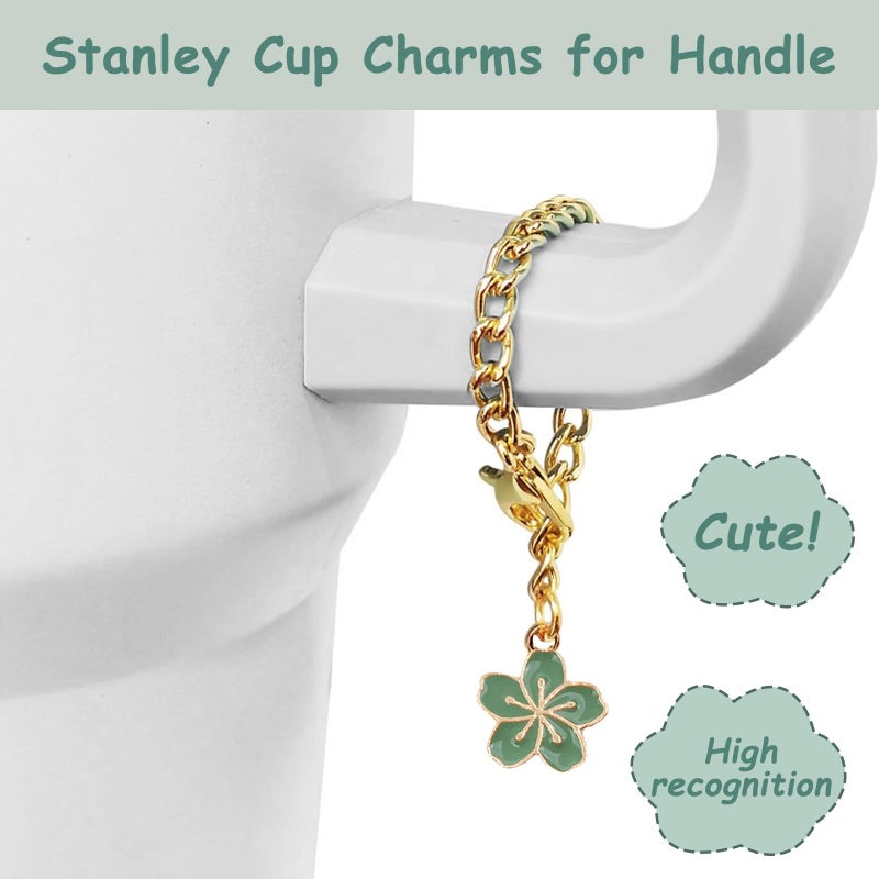 vikgle Stanley Cup Accessories Set,Including 2 Pcs 0.4in Straw Cover, 1 Silicone Spill-Proof Stopper Set of 3, 1 Cute Flowers Handle Charm, 1 Silicone Boot Fits Stanley 40&30 Oz Tumbler (Matcha Cream) - Image 3